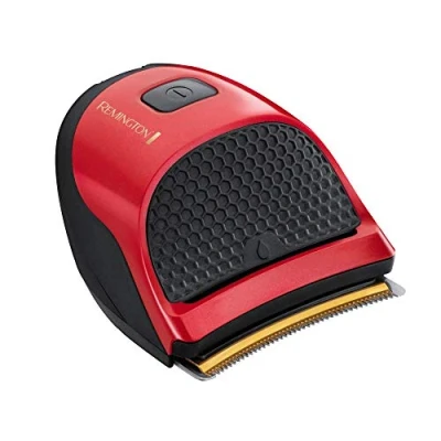Image of Remington Manchester United Quick Cut Hair Clippers with 9 Guide Combs for Trimming and Detailing Barber Cape, Black Red