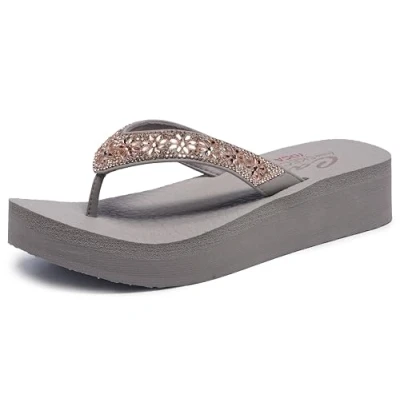Image of Skechers Women&#039;s Cali Vinyasa Wild Daisies, Taupe Mitobuck/Gem Stone Trim, 3 UK