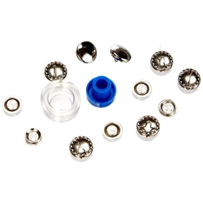 Image of Prym Cover Buttons Brass Silver col, 11 mm, mit Werkzeug, 7 Stück
