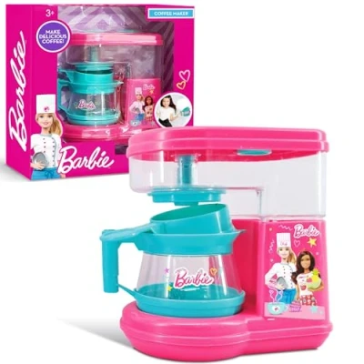 Image of Barbie Coffee Maker Kitchen Roleplay Toys Imagination Play Role Kids Pretend Ages 3+ By Sinco Creations, Pink