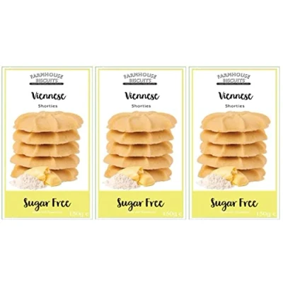 Image of Sugar Free Cookie Selection Farmhouse Viennese Shorties, Oat Crunch Cookies, Ginger Cookies &amp; Choc Chip Biscuits (Pack of 3 Viennese)
