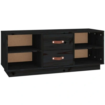 Image of vidaXL TV Cabinet Black 100x34x40 cm Solid Wood Pine