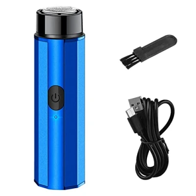 Image of Travel Electric Rechargeable, for Men Mobile Pocket Size Foil Shaver, Wet Dry Use USB Rechargeable Beard Shaver Portable Hair Trimmer