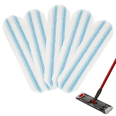 Image of Dxyue 5Pcs Replacement Rags for Vileda H2prO/ O Cedar H2prO Flat Mop System, Washable Reusable Microfiber Pad Safe on Wood Floors, Vinyl, Tile, Baseboards, Walls