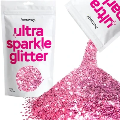 Image of Glitter Rose Pink Ultra Sparkle Sequins Nail Face Festival Christmas Halloween Makeup Extra Chunky 100g / 3.5oz