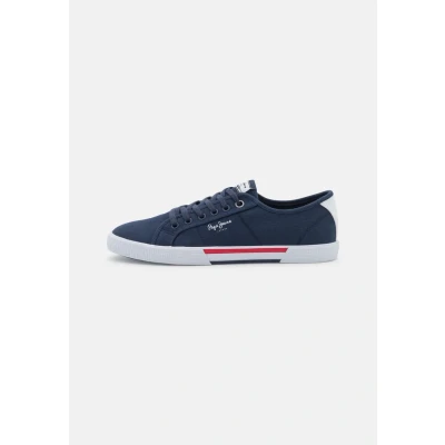 Image of Pepe Jeans Brady Basic Trainers, Men&#039;s, Size: 9.5, Blue Cotton