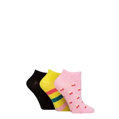 Image of SockShop Ladies Speckled Bamboo Trainer Socks Pack of 3 (UK, Numeric, 4, 8, Regular, Lime Refresher)