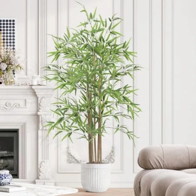 Image of Dripex 150CM Artificial Bamboo Tree 5FT Tall Faux Silk Plant for Home Office Indoor Outdoor Decor Fake with Lifelike Leaves