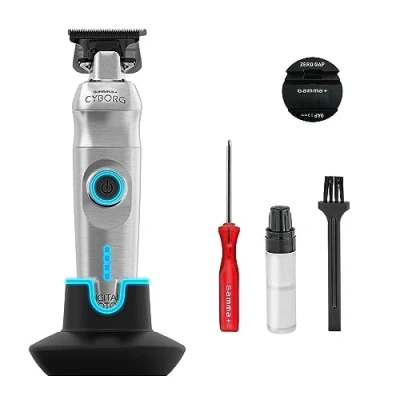 Image of GAMMA+ Professional Hair Trimmer Cyborg, Digital Brushless Motor, 180 Minutes Cordless Running Time, Adjustable Blade Zero Gap, Charging Stand, Metal Body