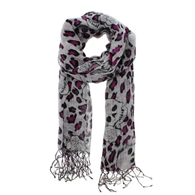 Image of Zac&#039;s Alter Ego Long Lightweight Scarf with Skulls, Roses &amp; Leopard Print