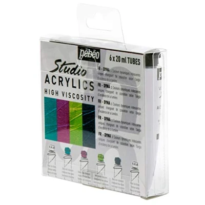 Image of PEBEO Studio Acrylic Paint Set, Multi Coloured, 20 ml (Pack of 6)
