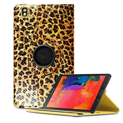 Image of Samsung Galaxy Tab Pro 8.4 Inch Case 360 Degree Rotating Stand Leather Flip Protective Cover for T320 (Gold Brown Leopard)