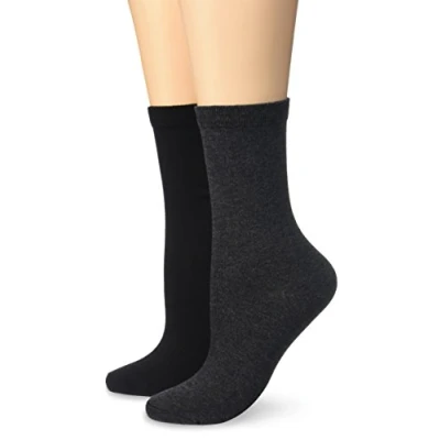 Image of DIM Women&#039;s Durable Cotton Reinforced Heels x2 Socks, Anthracite/Black, 39 42