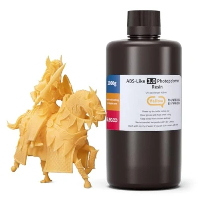 Image of ELEGOO ABS Like 3D Printer Upgraded Resin 3.0 Yellow 1000g, 405nm UV Curing Photopolymer for LCD Printing
