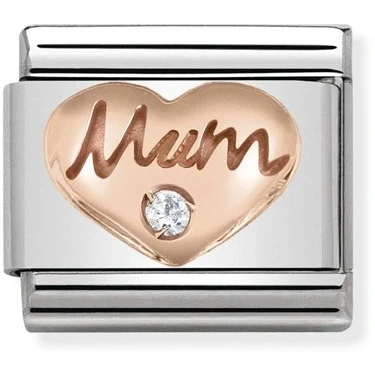 Image of Nomination Rose Gold Mum &amp; Heart Charm
