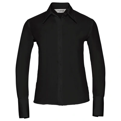 Image of Russell Athletic Collection Womens/Ladies Ultimate Long Sleeved Shirt (Black) Cotton Size 22 UK