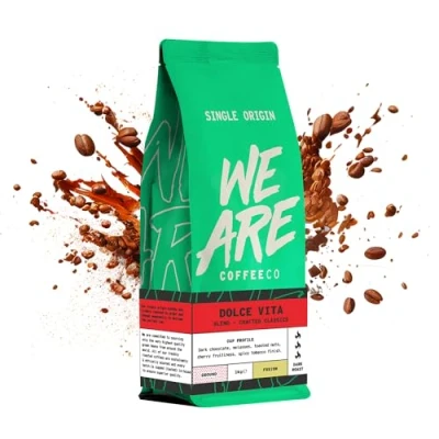 Image of Coffee Ground, 1kg Bag Dolce Vita Blend Espresso Ground Coffee, 100% Arabica &amp; Robusta, Dark Roast Fresh Single Origin (We Are Co)
