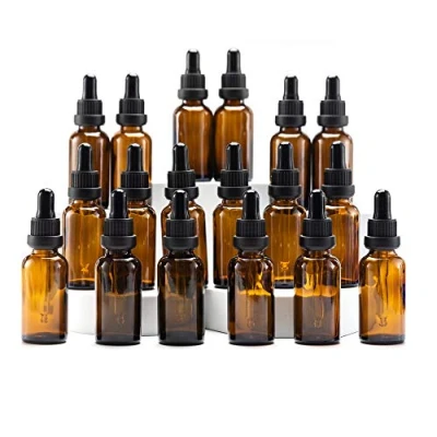 Image of YIZHAO Amber Glass Dropper Bottles 30ml, with Pipette Dropper, for Essential oil, Aromatherapy, Laboratory, Massage, Makeup, Mixing, Travel 18Pcs