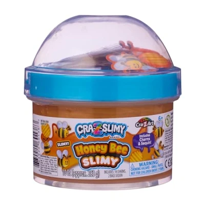 Image of Cra Z ART Slimy Topper Jars Honey bee Pre made slime with themed puffy charms and sequins