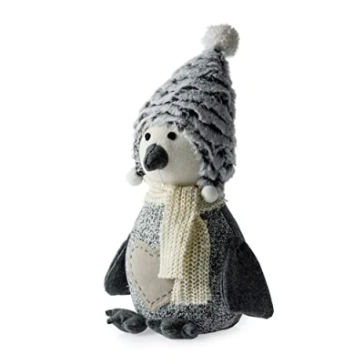 Image of Blue Canyon Snowy Penguin Door Stop Sand Stuffed Stopper Heavy Animals 1kg Polyester Fabric for Bedroom, Drawing Room, Outdoor Elegant Home Décor (Grey)