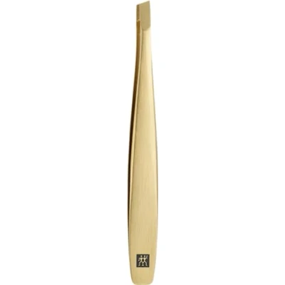 Image of ZWILLING Slant Tweezers (Eyebrow Plucking, chip Removal, Hand Sanded, roughened Tips, Hypoallergenic), Premium, Gold, 90 mm