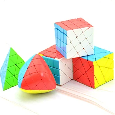Image of Yealvin Speed Cube Set, Magic Bundle of Windmill Fisher Axis Mastermorphix and Pyraminx Brain Teasers Puzzle Toys Colorful 5 Pack