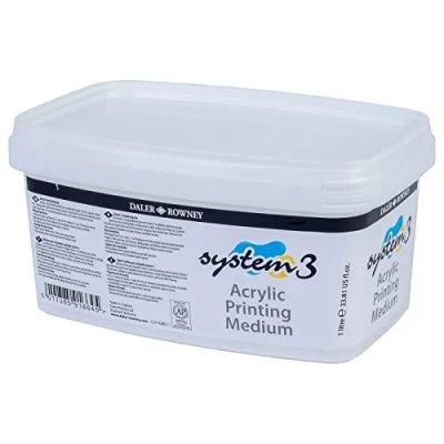 Image of Daler Rowney System3 1L Screen Printing Acrylic Paint Medium, Ideal for Professional Artists &amp; Students