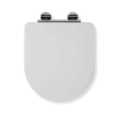 Image of Croydex Garda D Shaped Soft Close Toilet Seat with Flexi Fix Grip Pad Technology, Quick Release for Easy Cleaning, White