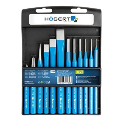 Image of Högert HT3B712 Technical Set of Chisels, Hallmarking Iron and Pin Punch