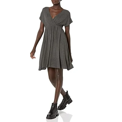 Image of Amazon Essentials Women&#039;s Surplice Dress (Available in Plus Size), Charcoal Heather, L
