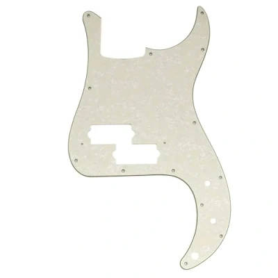 Image of Musiclily Pro 13 Hole P Bass Pickguard for MIJ Fender Japan 4 String Precision Bass, 4Ply Aged White Pearl