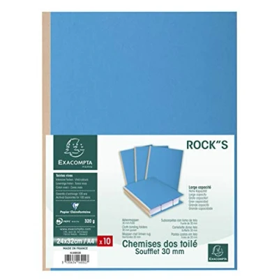 Image of Exacompta Ref 416002E Rocks Collection Expanding Spine Folders 240 x 320mm in Size, Suitable for A4 Documents, 320gsm Material Blue (Pack of 10)