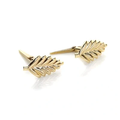 Image of 9ct Yellow Gold Andralok Leaf Stud Earrings/Studs