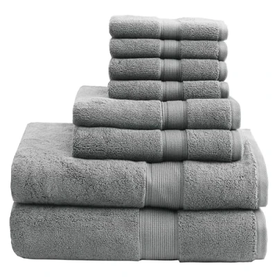 Image of 800GSM 100% Cotton Luxury Turkish Bathroom Towels , Highly Absorbent Long Oversized Linen Bath Towel Set 8 Piece Include 2 Towels, Hand &amp; 4 Wash Grey