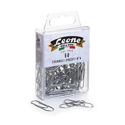 Image of 50 Lion Dell&#039;Era Zinc Plated Clasps No. 4 mm. 32 Leonecolor Hanging Box Made in Italy