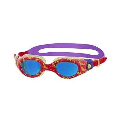 Image of Zoggs Kids&#039; DC Super Heroes Wonder Woman Printed Swimming Goggles, Red/Yellow/Purple, 0 6 Years