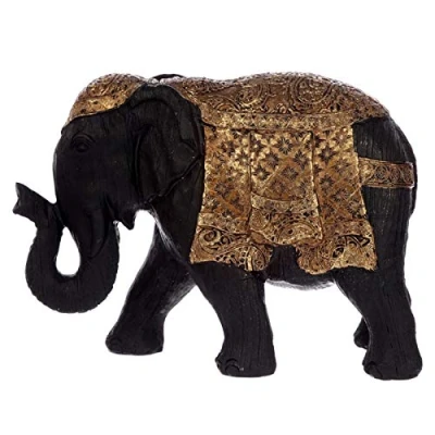 Image of Puckator ELE25 Brushed Black and Gold Small Thai Elephant Figurine
