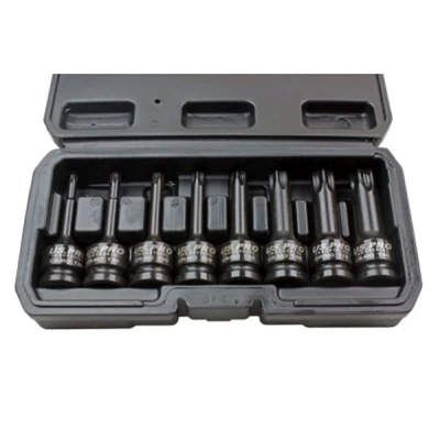 Image of US PRO INDUSTRIAL 3315 8pc 1/2&quot; Dr Long Impact Torx Bits Socket Set T30 T80