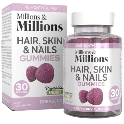 Image of Millions &amp; Hair, Skin Nails Multivitamin Gummies Maintenance of Suitable for Vegetarians 30 1 Month Supply