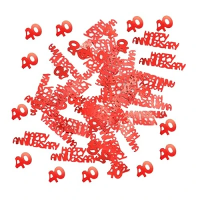 Image of 40th Anniversary Confetti Ruby Wedding Decorations Happy Table for Birthday Party Decoration(40th Red Confettis)