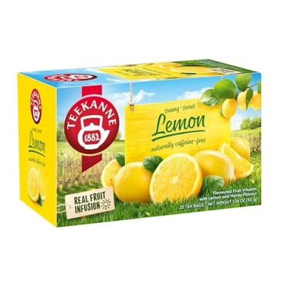 Image of Teekanne Lemon and Honey All Natural Real Fruit Tea Infusion Sunny Sweet 20 Teabags
