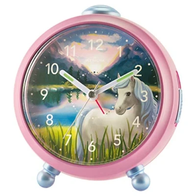 Image of Atrium Children’s Siabelle the Horse Alarm Clock No Ticking, Snooze, Light, Analogue, Quartz, Pink A932 17