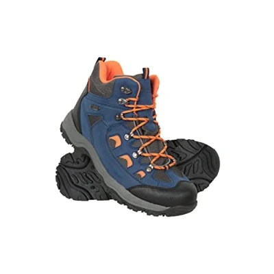 Image of Mountain Warehouse Adventurer Mens Boots IsoDry Waterproof &amp; Breathable Shoes with Heel Toe Bumpers For Spring Summer, Walking Hiking Bright Blue Adult Shoe Size 8