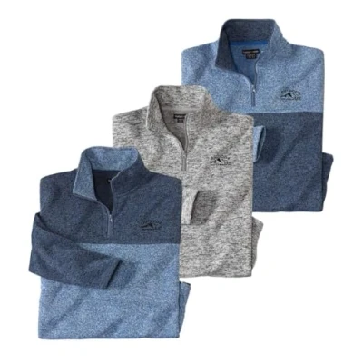Image of ATLAS for Men Half Zip Fleece Pack of 3 Mens Comfortable and Easy Care Warm Collar Sweatshirts Jumper Sizes UK S 4XL