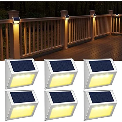 Image of 【Warm White】 Solar Fence Lights,Stainless Steel Decorative Lights LED Garden Lights,Waterproof Step Wireless Outdoor for Stair,Wall,Patio,Yard,Path,Fence,6Pack