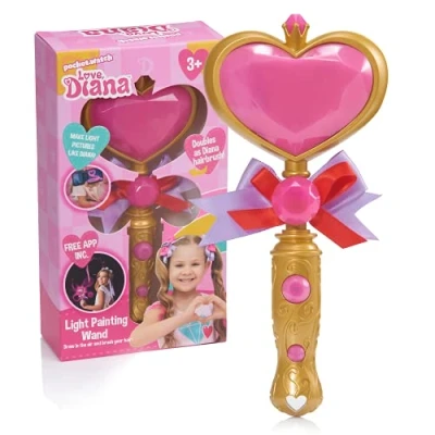 Image of WOW! STUFF Love Diana Hairbrush Light Painting Wand with Sounds Up Hair Brush, Role Play and Dress Accessory Official Toys for Kids Inspired By The YouTube, TV Animation Series