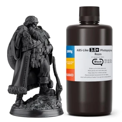 Image of ELEGOO ABS Like Resin 3.0 Plus Black 1000g, Scratch Resistant Photopolymer for MSLA/DLP/LCD 3D Printing Fast Curing, High Precision, Non Brittle
