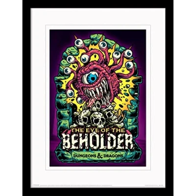 Image of Dungeons and Dragons Print in Black Picture Frame Collector Edition (Beholder Design) Wall Art, 30cm x 40cm. Gifts Official Merchandise