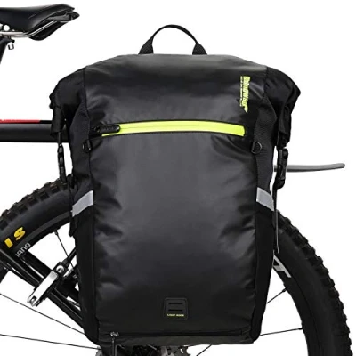 Image of Rhinowalk Bike Bag Waterproof Pannier Backpack Convertible 2 in 1 Bicycle Saddle Shoulder Laptop Professional Cycling Accessories Black