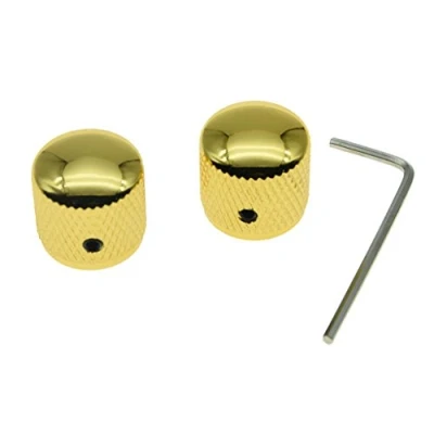 Image of 2x KAISH Import Style Gold 20mm Bass Knobs with Set Screw P Knob Dome for Precision